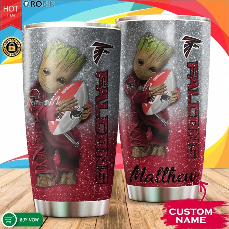 Personalized Baby Groot Hug Atlanta Falcons 20oz Tumbler