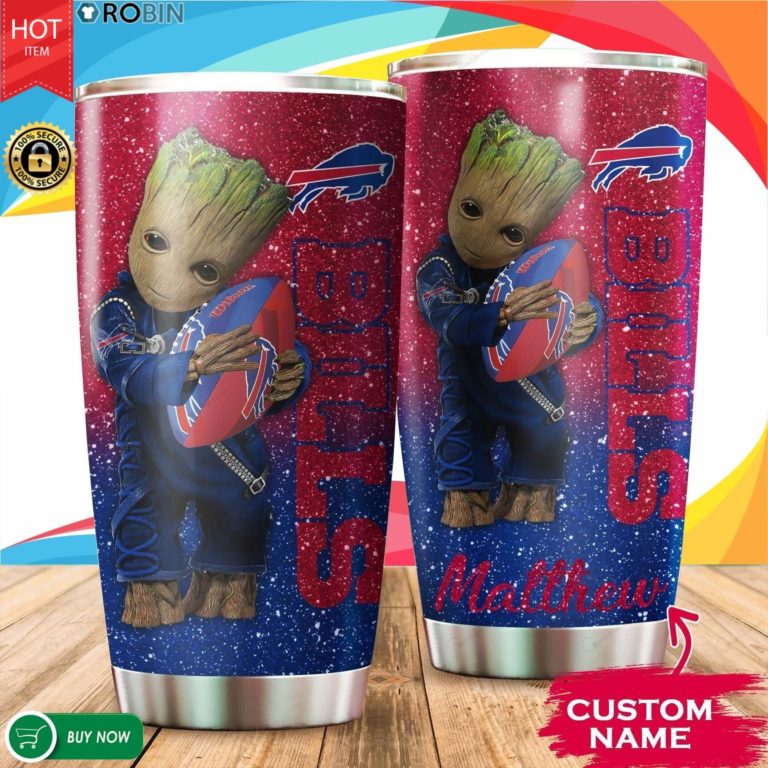 Personalized Baby Groot Hug Buffalo Bills 20oz Tumbler