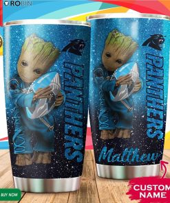 Personalized Baby Groot Hug Carolina Panthers 20oz Tumbler