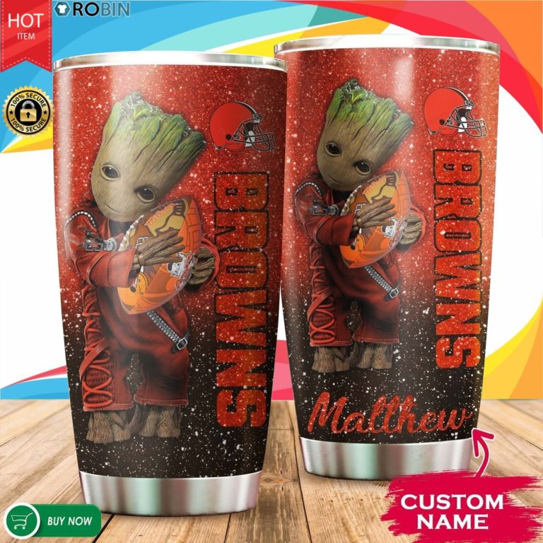 Personalized Baby Groot Hug Cleveland Browns 20oz Tumbler