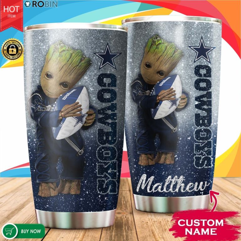 Personalized Baby Groot Hug Dallas Cowboys 20oz Tumbler