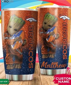Personalized Baby Groot Hug Denver Broncos 20oz Tumbler