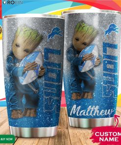 Personalized Baby Groot Hug Detroit Lions 20oz Tumbler