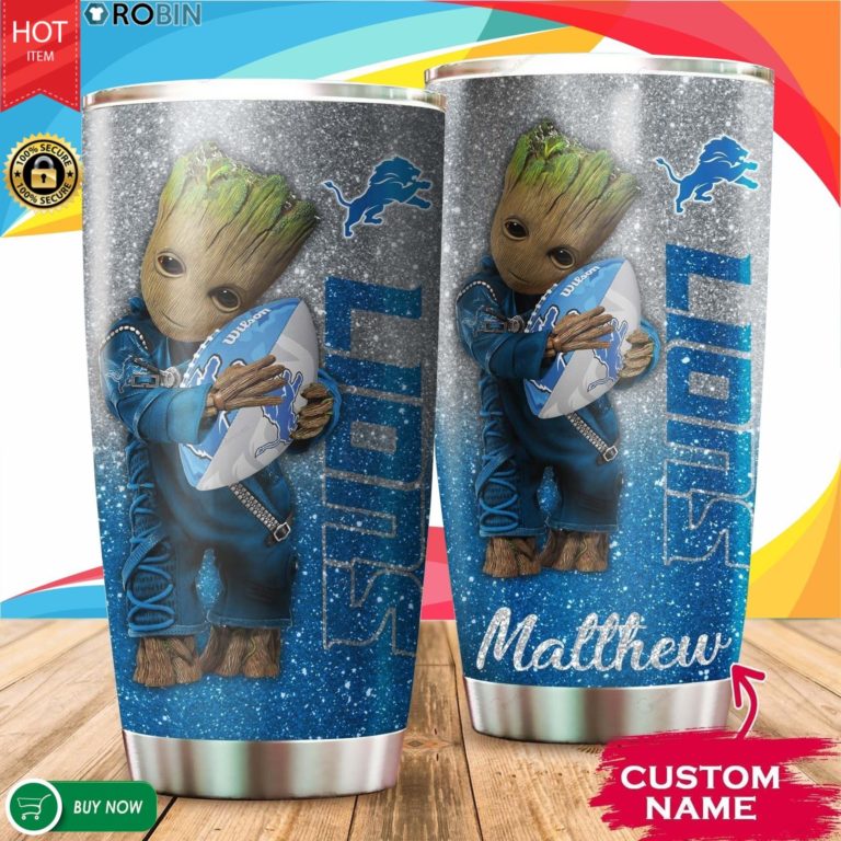 Personalized Baby Groot Hug Detroit Lions 20oz Tumbler