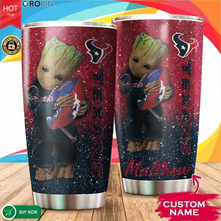 Personalized Baby Groot Hug Houston Texans 20oz Tumbler
