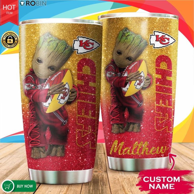 Personalized Baby Groot Hug  Kansas City Chiefs 20oz Tumbler