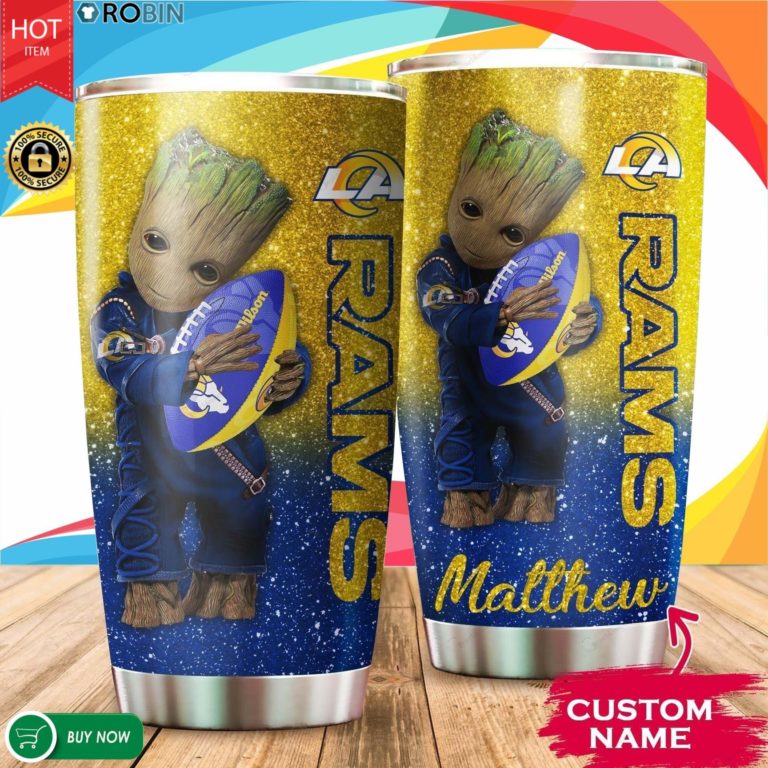 Personalized Baby Groot Hug Los Angeles Rams 20oz Tumbler