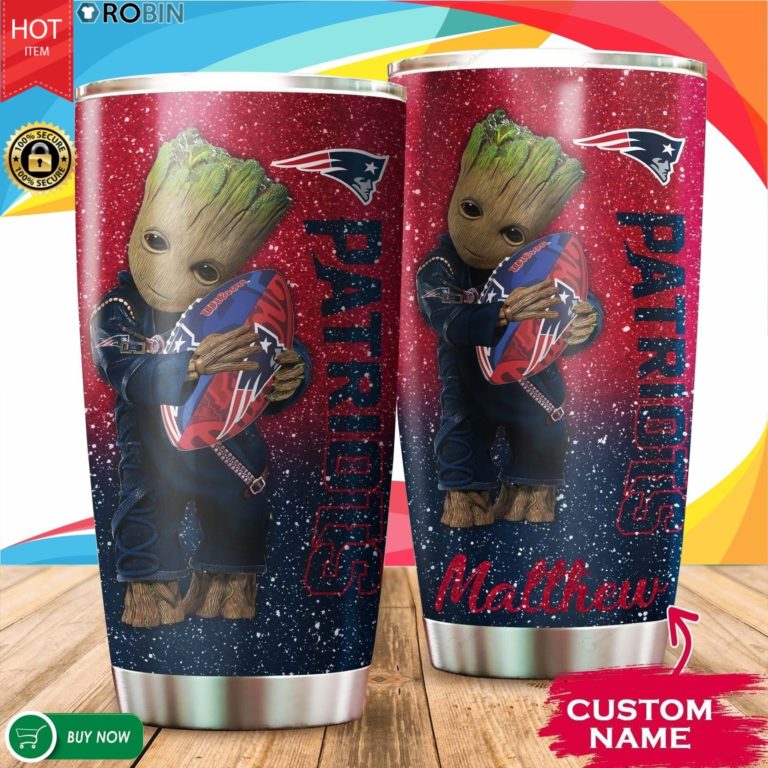 Personalized Baby Groot Hug New England Patriots 20oz Tumbler