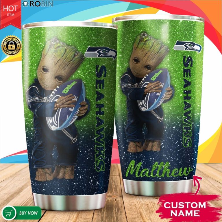 Personalized Baby Groot Hug Seattle Seahawks 20oz Tumbler