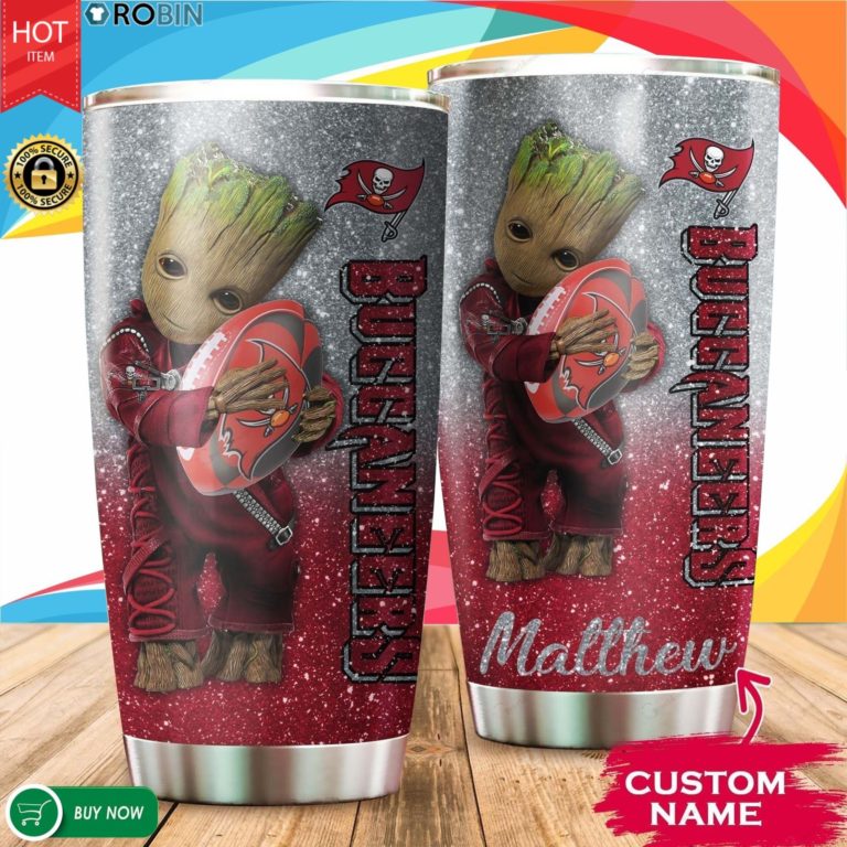 Personalized Baby Groot Hug Tampa Bay Buccaneers 20oz Tumbler