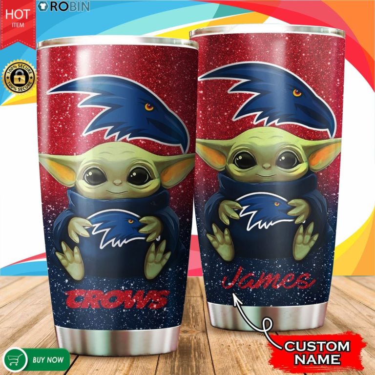 Personalized Baby Yoda Hug Adelaide Crows 20oz Tumbler