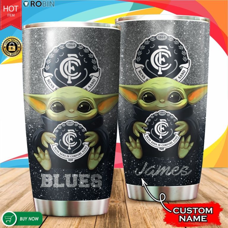 Personalized Baby Yoda Hug Carlton Football Club 20oz Tumbler
