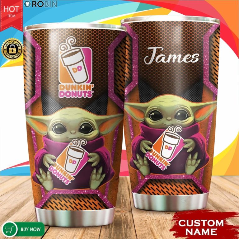 Personalized Baby Yoda Hug Dunkin’ Donuts 20oz Tumbler