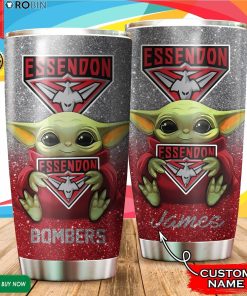 Personalized Baby Yoda Hug Essendon Football Club 20oz Tumbler
