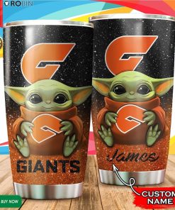 Personalized Baby Yoda Hug Greater Western Sydney Giants 20oz Tumbler