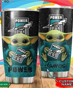Personalized Baby Yoda Hug Port Adelaide Power 20oz Tumbler