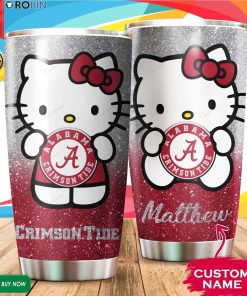 Personalized Hello Kitty Hug Alabama Crimson Tide 20oz Tumbler