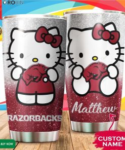 Personalized Hello Kitty Hug Arkansas Razorbacks 20oz Tumbler