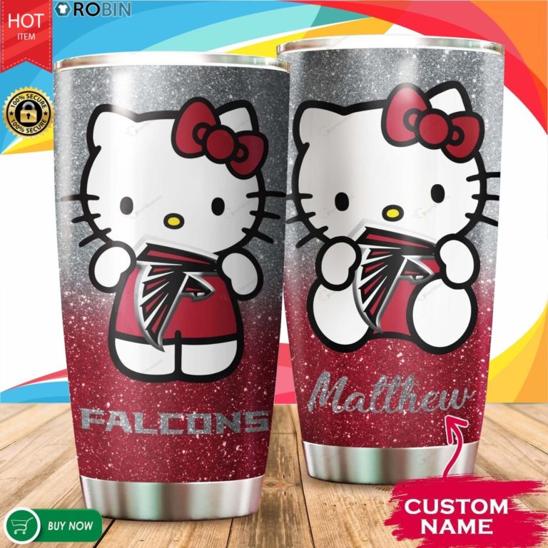 Personalized Hello Kitty Hug Atlanta Falcons 20oz Tumbler
