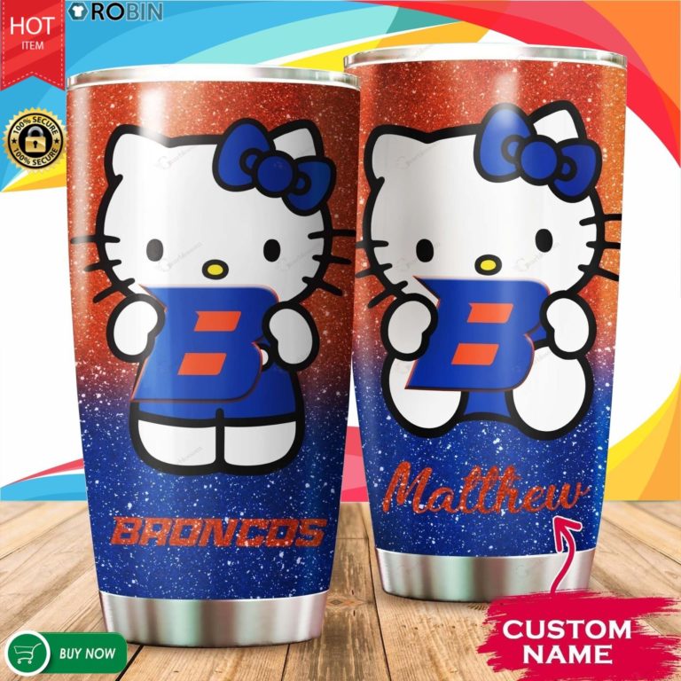 Personalized Hello Kitty Hug Boise State Broncos 20oz Tumbler
