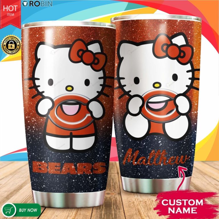 Personalized Hello Kitty Hug Chicago Bears 20oz Tumbler