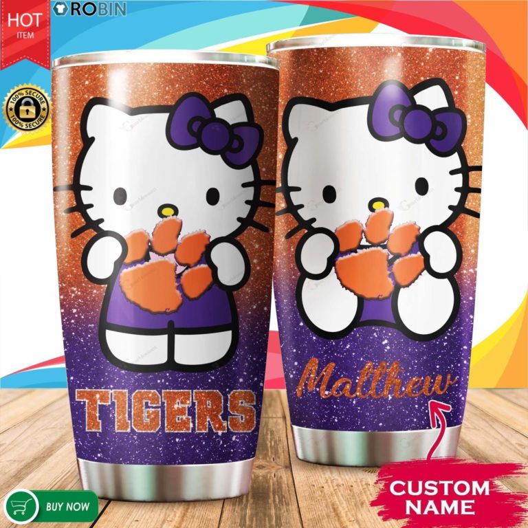 Personalized Hello Kitty Hug Clemson Tigers 20oz Tumbler