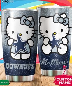 Personalized Hello Kitty Hug Dallas Cowboys 20oz Tumbler