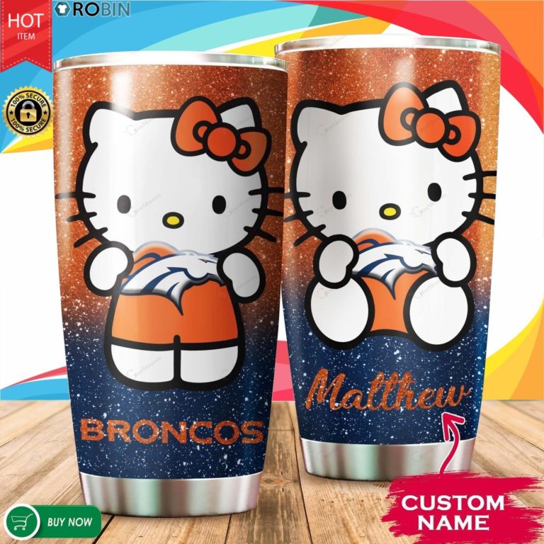 Personalized Hello Kitty Hug Denver Broncos 20oz Tumbler