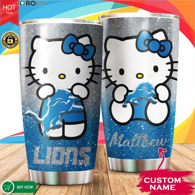 Personalized Hello Kitty Hug Detroit Lions 20oz Tumbler