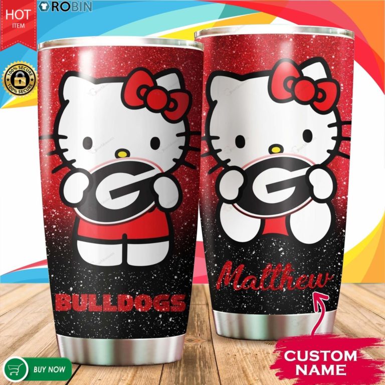 Personalized Hello Kitty Hug Georgia Bulldogs 20oz Tumbler