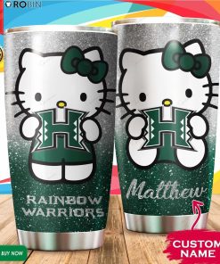 Personalized Hello Kitty Hug Hawaii Rainbow Warriors 20oz Tumbler