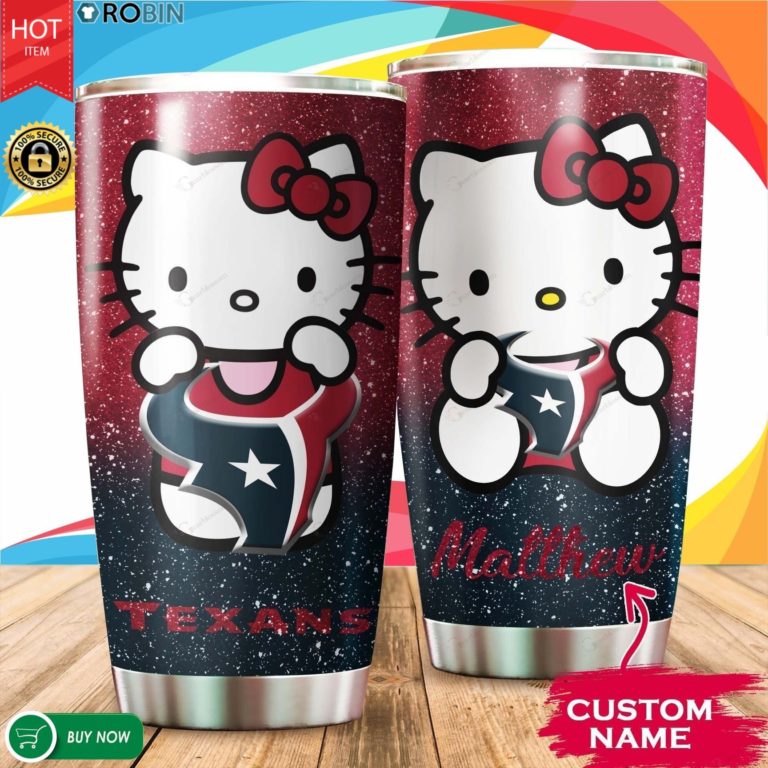 Personalized Hello Kitty Hug Houston Texans 20oz Tumbler
