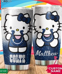 Personalized Hello Kitty Hug Indianapolis Colts 20oz Tumbler