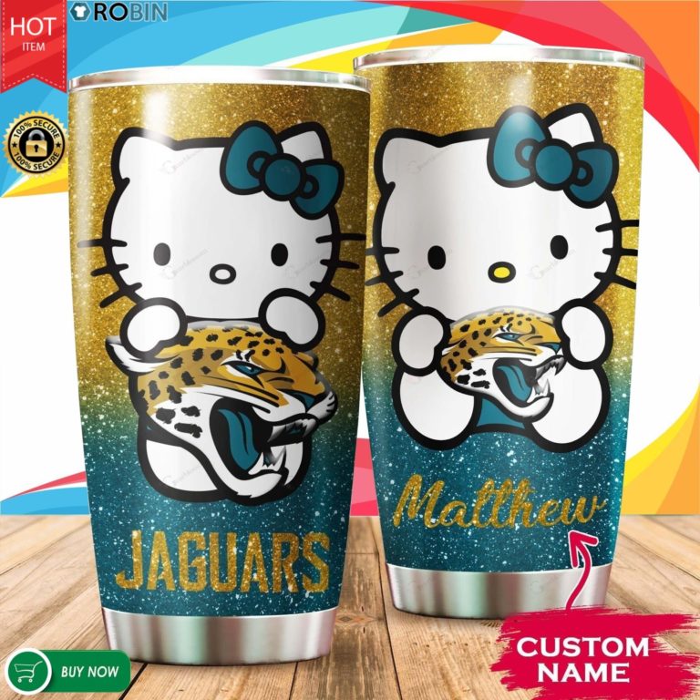 Personalized Hello Kitty Hug Jacksonville Jaguars 20oz Tumbler