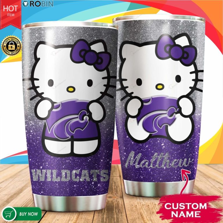 Personalized Hello Kitty Hug Kansas State Wildcats 20oz Tumbler