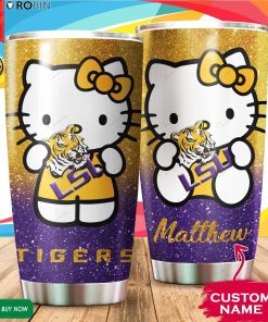 Personalized Hello Kitty Hug LSU Tigers 20oz Tumbler