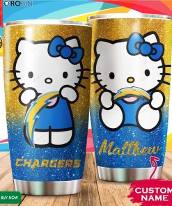 Personalized Hello Kitty Hug Los Angeles Chargers 20oz Tumbler