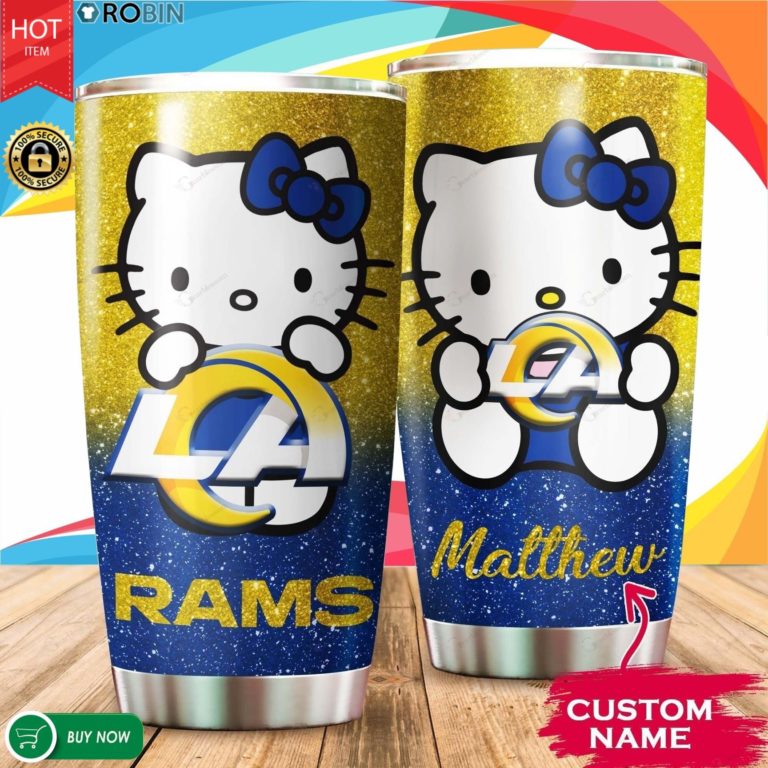Personalized Hello Kitty Hug Los Angeles Rams 20oz Tumbler