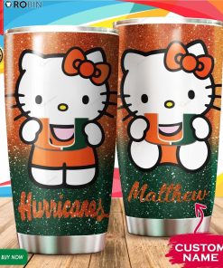 Personalized Hello Kitty Hug Miami Hurricanes 20oz Tumbler