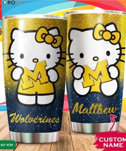 Personalized Hello Kitty Hug Michigan Wolverines 20oz Tumbler Personalized Hello Kitty Hug Michigan Wolverines 20oz Tumbler