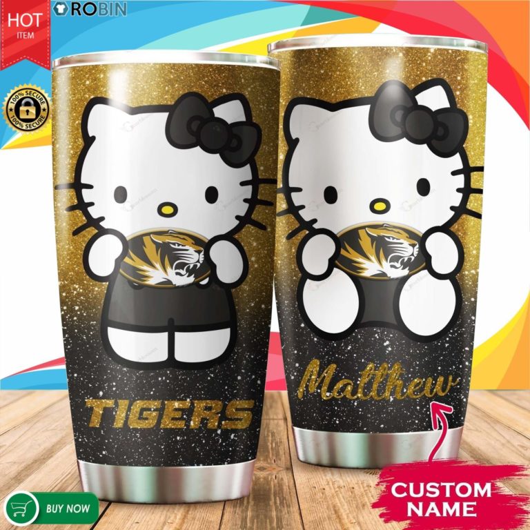 Personalized Hello Kitty Hug Missouri Tigers 20oz Tumbler