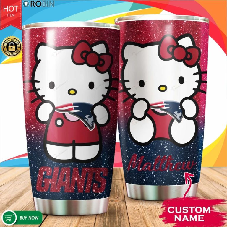 Personalized Hello Kitty Hug New England Patriots 20oz Tumbler