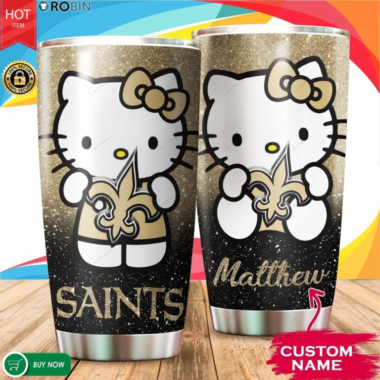 Personalized Hello Kitty Hug New Orleans Saints 20oz Tumbler