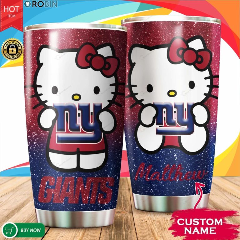 Personalized Hello Kitty Hug New York Giants 20oz Tumbler