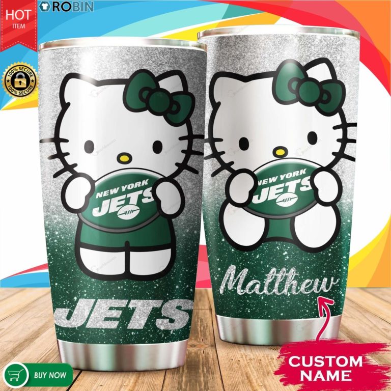 Personalized Hello Kitty Hug New York Jets 20oz Tumbler