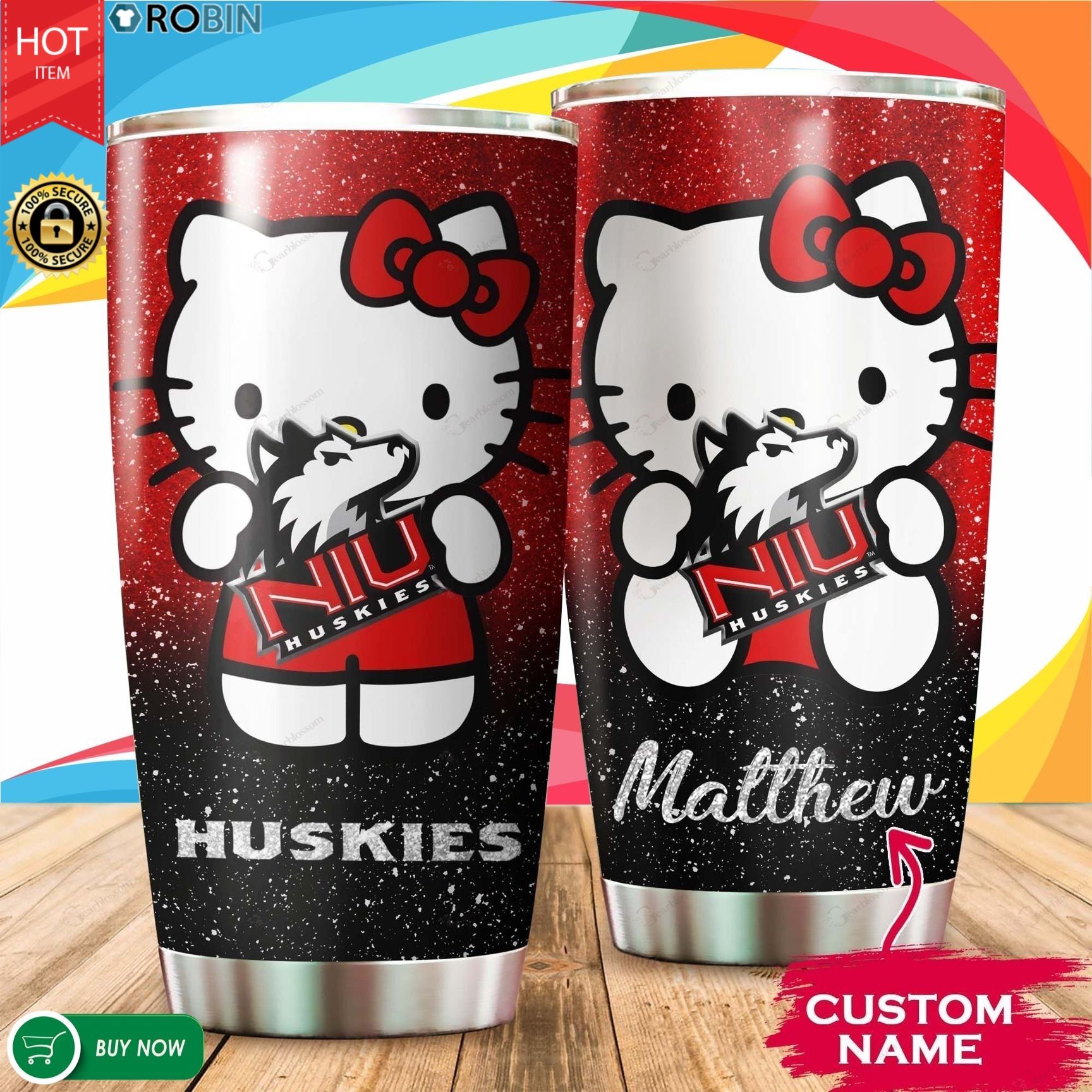 Personalized Hello Kitty Hug Northern Illinois Huskies 20oz Tumbler ...