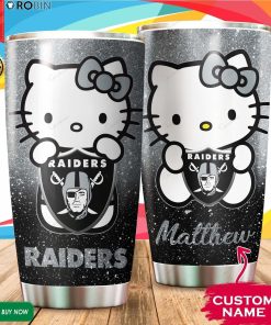 Personalized Hello Kitty Hug Oakland Raiders 20oz Tumbler
