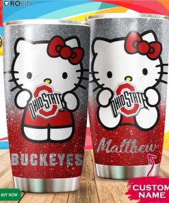 Personalized Hello Kitty Hug Ohio State Buckeyes 20oz Tumbler