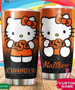 Personalized Hello Kitty Hug Oklahoma State Cowboys 20oz Tumbler
