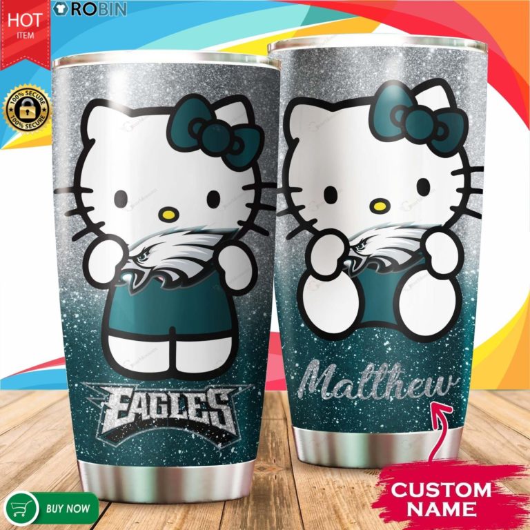 Personalized Hello Kitty Hug Philadelphia Eagles 20oz Tumbler